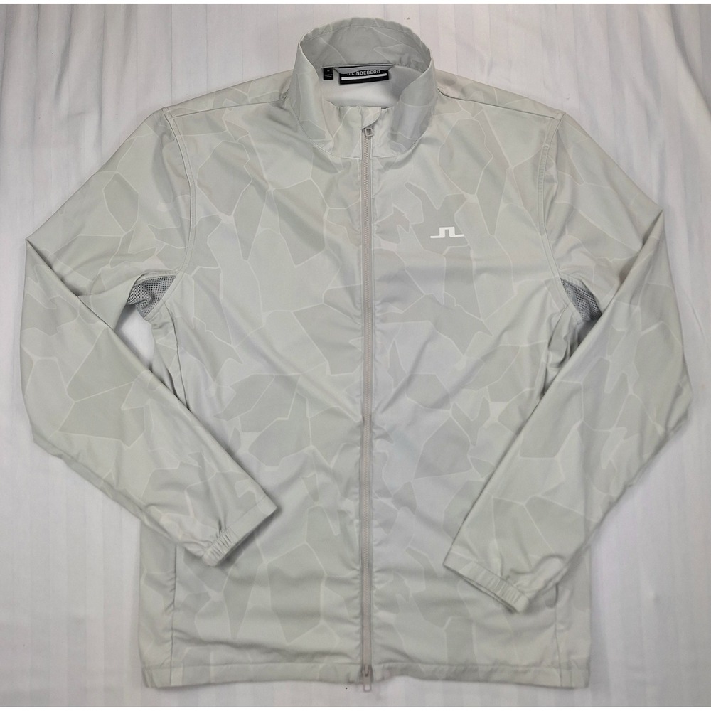 J.Lindeberg Lucien Golf Jacket Mens Medium Grey Geometric Camo Zip
